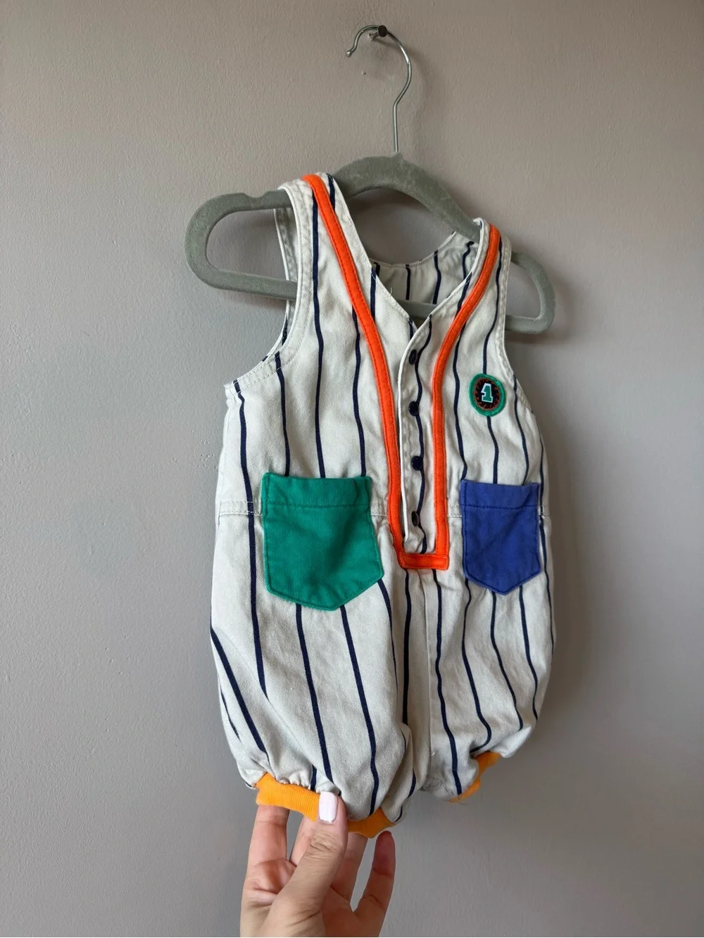 Gymboree Vintage Rainbow Tag Baseball Colorblock Bubble Size‎ 6-12 months/infant